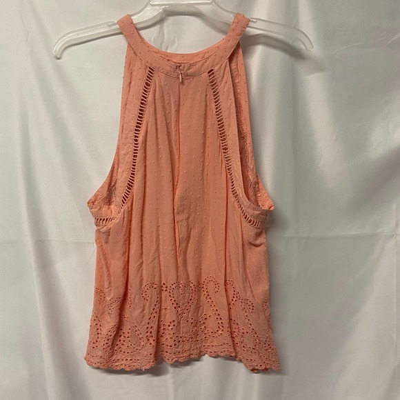 Xhilaration Sleeveless Top Blouse Eyelet Lace Peachy Salmon Color Race Back 3X - Picture 2 of 6
